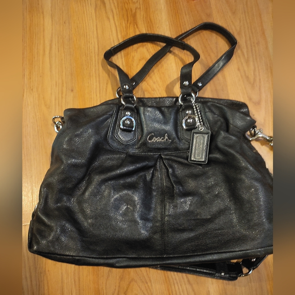 Black leather Coach purse